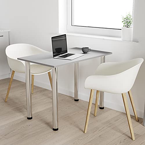 AKKE mikon 90x60 | Esszimmertisch - Esstisch - Tisch mit Chrombeinen - Küchentisch - Bürotisch | Light Graphite