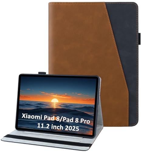 Coque Xiaomi Pad 8 Pro et Pad 7 en cuir PU orange avec support