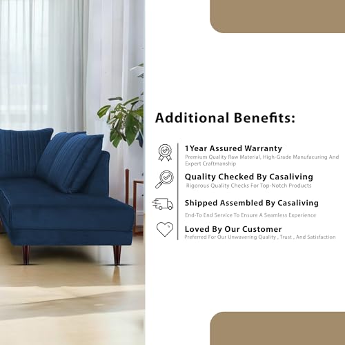 Image of Gratly RHS 4 Seater L Shape Sofa Set for Living Room (Blue Colour) Premium Fabric Sofa