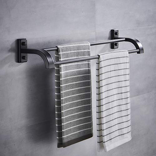 Toallero baño inoxidable 304 negro doble para solucionar falta de espacio 3