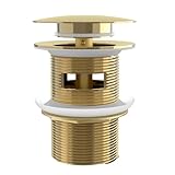 Ogonbrick Freestanding Tub Drain Gold Pop-up Drain for Free Standing Bathtub Stand Alone Soak Bath Tub Drain Kit with Standard Thread Stopper Assembly Anti-Rust Copper Polished Golden