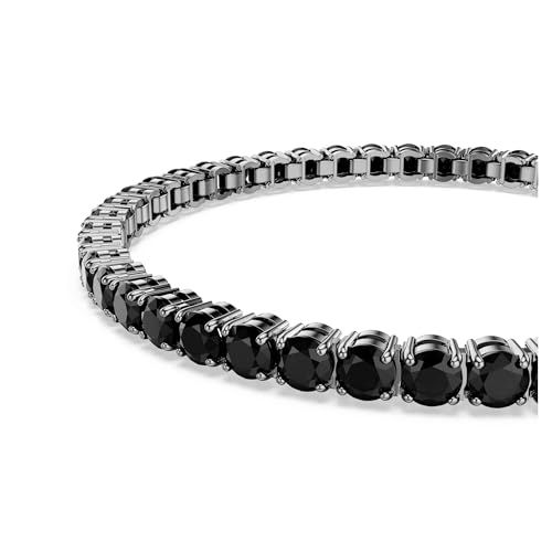 Swarovski Matrix Tennis bracelet, Round cut, Black, Ruthenium finish4