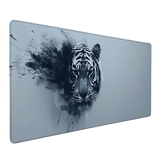 Zeipopge en Blanco y Negro Alfombrilla RatóN 1000x500tigre Optimada para Sensores De Juegos Alfombrilla para Computadora con Base De Goma Antideslizante, para RatóN con Cable O InaláMbrico Pc/Mac S-6