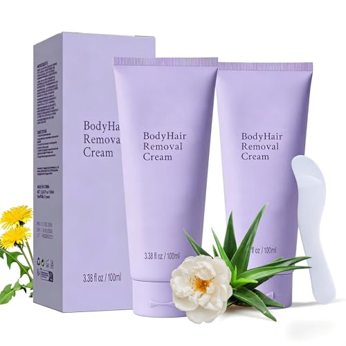 Hair Removal Cream for Women, Plant-Based Sensitive Skin Formula, Fast-Acting Depilatory Cream for Legs/Arms/Underarms/Stomach/Bikini Line, 2-in-1 Hair Removal + Moisturizing (3.38 Fl Oz (Pack of 2))