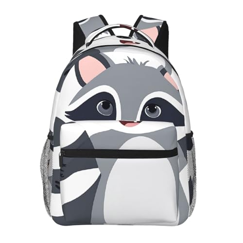Sac à dos raton laveur pour enfant fille noir réglable pour école