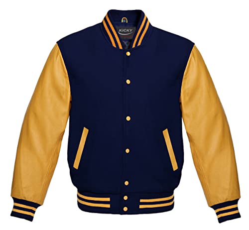 Varsity Jacket Letterman Baseball Jacket Wool body and Cowhide Leather Sleeves 22 Color Options