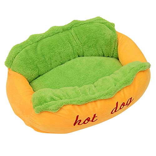 Asdomo Long Rich Dog Bed with Hot Dog Embroidery Rectangular Pet Mat