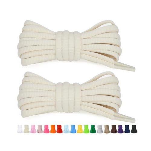 Stepace 2 Pares de Cordones Redondos de 60cm para Sneakers, Longitud 200cm 18 Colores, Cordones de Zapatos Desnudo Marfil 120cm