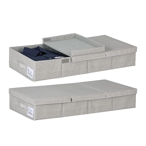 Rangement sous lit contre le désordre lot de 2 boîtes plates 50L - 2