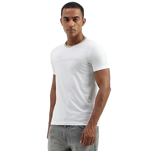 Image of UNITED COLORS OF BENETTON Men's Cotton Solid Regular Fit T-Shirt