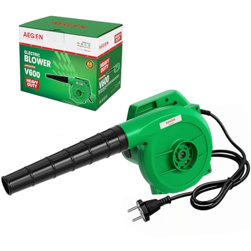 Image of AEGON V600 Professional Air Blower 600W with Flow Control, 100% Copper Motor, 16000 RPM, Powerful 4.5 m /min Airflow - for Car, Home, Garden & PC Cleaning - Green