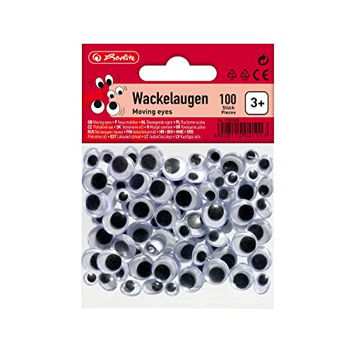 Herlitz 1952605 Wackelaugen, 100 Stück sortiert (1)