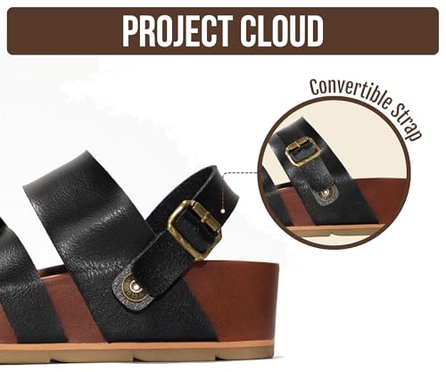 Image of Project Cloud Platform Sandals Women - Strappy Wedges with Comfortable Plush & Soft Insole - Lightweight & Non Slip Platform Sandals for Women 2026