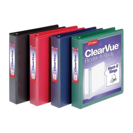 Cardinal 1.5 Inch 3 Ring Binder, D Ring, Assorted, Black, Red, Blue, Green 4 Pack, Holds 375 Sheets (29300)