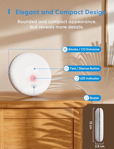 Protección contra humos y monóxido con sensor 2 en 1 y batería durable 6