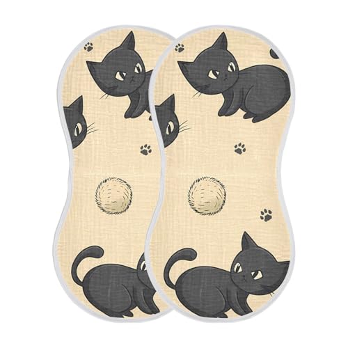 Bolaz Baby Burp Cloths 4 Pack,Cat Pattern,Feeding Cloths Face Towel Super Absorbent Soft Cotton Burping Rags Feeding Bibs2