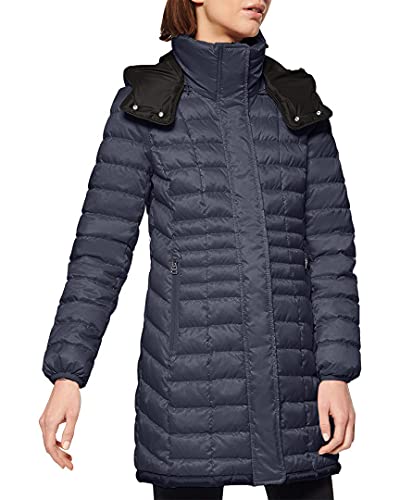 Marc New York by Andrew Marc Women s Marble Quilted Down Jacket with Removable Hood, Navy, Small