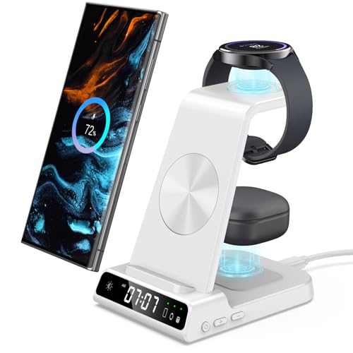 Wireless Charger for Samsung Devices, 4 in 1 Wireless Charging Station for Galaxy S24 Ultra/S24/S24+/S23 Ultra/Z Fold5/Z Flip, Watch Charger for Galaxy Watch 6/6 Classic/5/5 Pro/4,for Galaxy Buds2 Pro