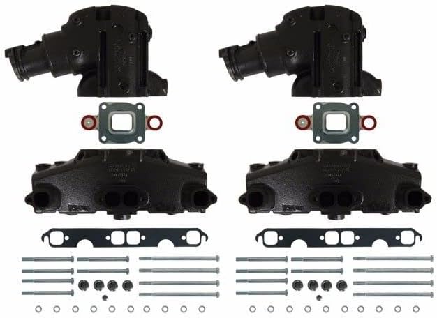 FASWORX Cast Iron Dry Joint Exhaust manifolds for 2005 and Newer Mercruiser 5.0L, 5.7L, 6.2L (NO Spacer Between Manifold and Riser/Elbow)