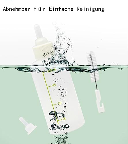 UQMIQURA Aufzuchtflasche Katze, Haustier Babyflasche Kit, Silikon Wasser Milch Flasche Silikon Babyflasche Neugeborene Pet Kleine Hunde Welpen Katze Milch Feeder mit Nippel Pinsel Set (60ml)