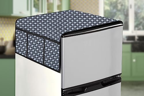Image of Stylista Refridgerator top Cover Suitable for Samsung RR21C2H25S8 /HL, 189 Liter Fridge, Dimension (WXD) 71x109 CM, Interlocked Ropes Pattern Grey