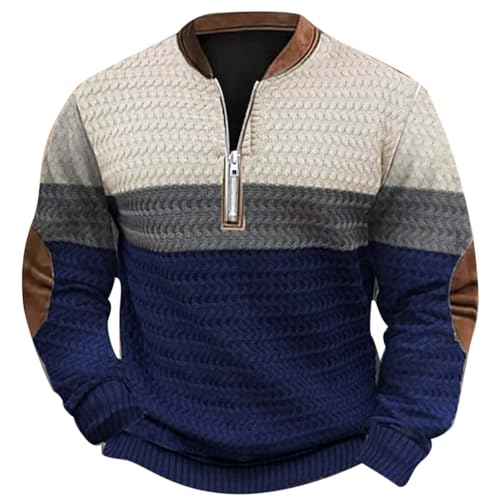 Generisch 2025 Invierno Moda Hombre Talla Grande Casual Impresión Digital 3D Jersey de Punto Tejido Cuello Redondo Capucha Jersey Leopardo Niños, Azul, 4XL
