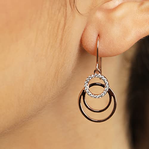Image of Clara 925 Sterling Silver Irina Pendant Earring Chain Jewellery Set | Rose Gold Rhodium Plated, Swiss Zirconia | Gift for Women & Girls