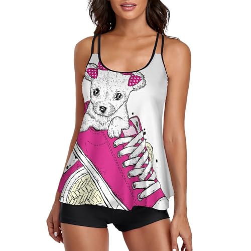 Maillot de bain tankini couvrant avec short de garçon pour silhouette galbée