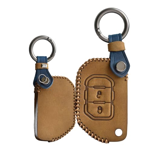 Protection clé Jeep Gladiator JT étui cuir marron 2 boutons pour clé Wrangler Sahara JLU