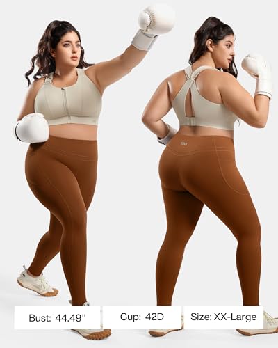 Image of High Impact Zip Front Adjustable Sports Bra No Bounce Criss Cross Plus Size Bras for Women Workout Running