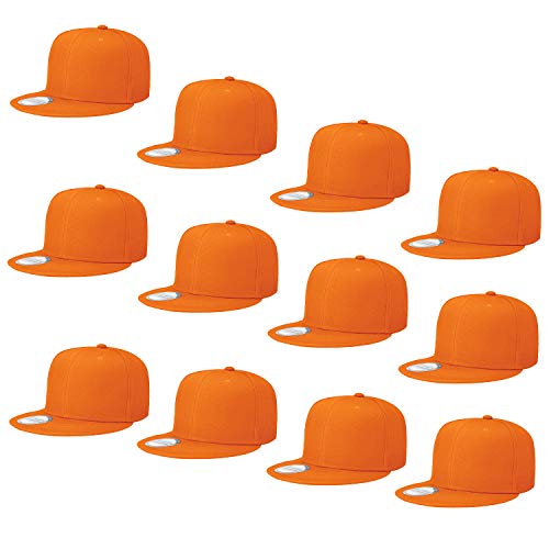 Image of Falari Wholesale 12 Pack Snapback Hat Cap Hip Hop Style Flat Bill Blank Solid Color Adjustable Size
