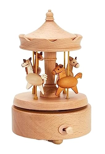 ATMRC Holz Karussell Spieluhr im Vintage-Stil