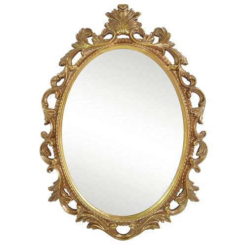SIMON'S SHOP Vintage Gold Mirror for Wall, Antique Oval Mirror
