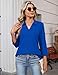LOMON Collared Polo Shirt Women 3/4 Sleeve V Neck Casual Polos T Shirts 2026 Summer Business Tops Blouses Royal Blue S