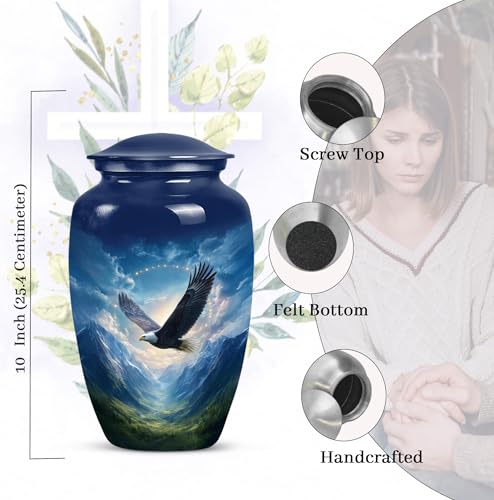 Image of Eagle Urn for Ashes Adult Male, Memorial Urns for Human Ashes Adult Female and Male, Ash Holders for Human, Decorative Urns, (10 Inch, 200 Cubic Inches)