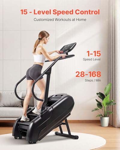 Image of VEVOR Stair Stepper Machine, LED Screen Continuous Climbing Machines, Max Load 330 Lbs Stepping Climber for Home, 15 Speed Levels 28-168 Steps /Minute Stepmill Exercise for Cardio Lower Body