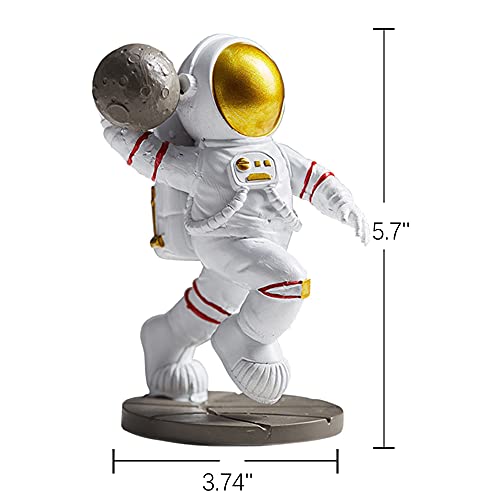 Dunk Astronaut Figure Statue, Outer Space Themed Bedroom Decor, Resin Astronaut & Planet Figurine Sculpture Ornament for Room Shelf & Desk Decor, Spaceman Cake Topper Decoration