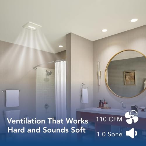 Image of Broan-NuTone Bathroom Exhaust Fan with LED Light and Roomside Installation, Energy Star Certified, 110 CFM, Very Quiet 1.0 Sones White, AE110L