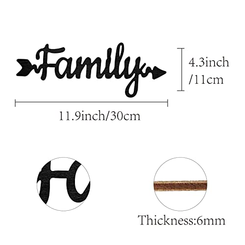CREATCABIN Wood Cutout Family Arrow Sign Laser Cut Wooden Wall Decor Sculpture Hanging Decor Wall Art Decoration for Home Gallery Office Front Door Black 11.9" x 4.3" - Image 2