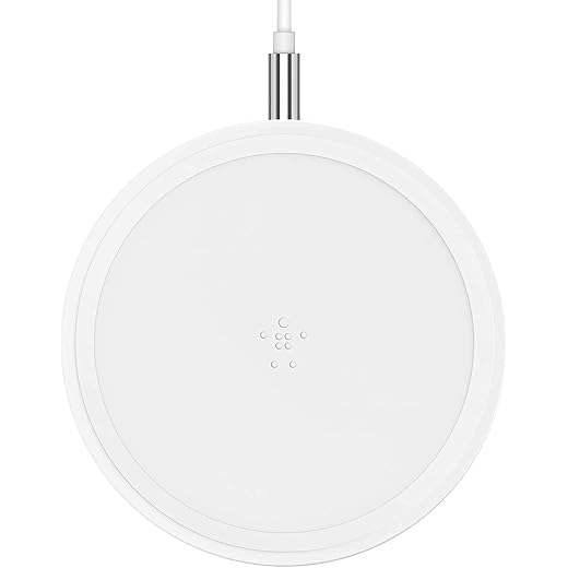 Belkin Wireless Charger, Special Edition BoostUp 7.5W iPhone Optimized Charging Pad with Stainless Steel Chrome Finish, White Pad (Renewed)