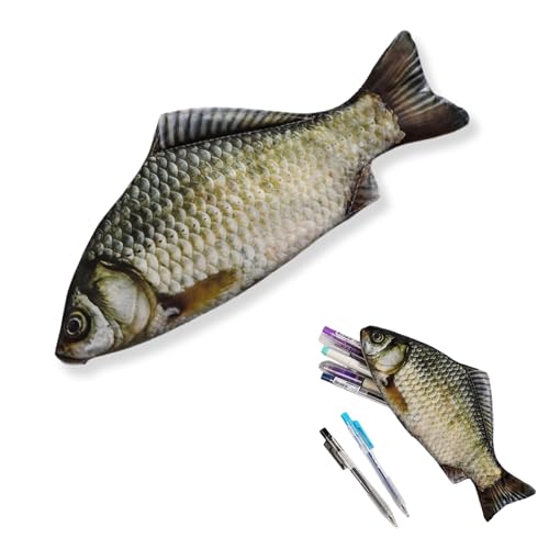 fKiZanthene Trousse Poisson Créative en Polyester avec Impression Réaliste, Étui Original pour Stylos et Accessoires, Pratique pour École Bureau et Usage...