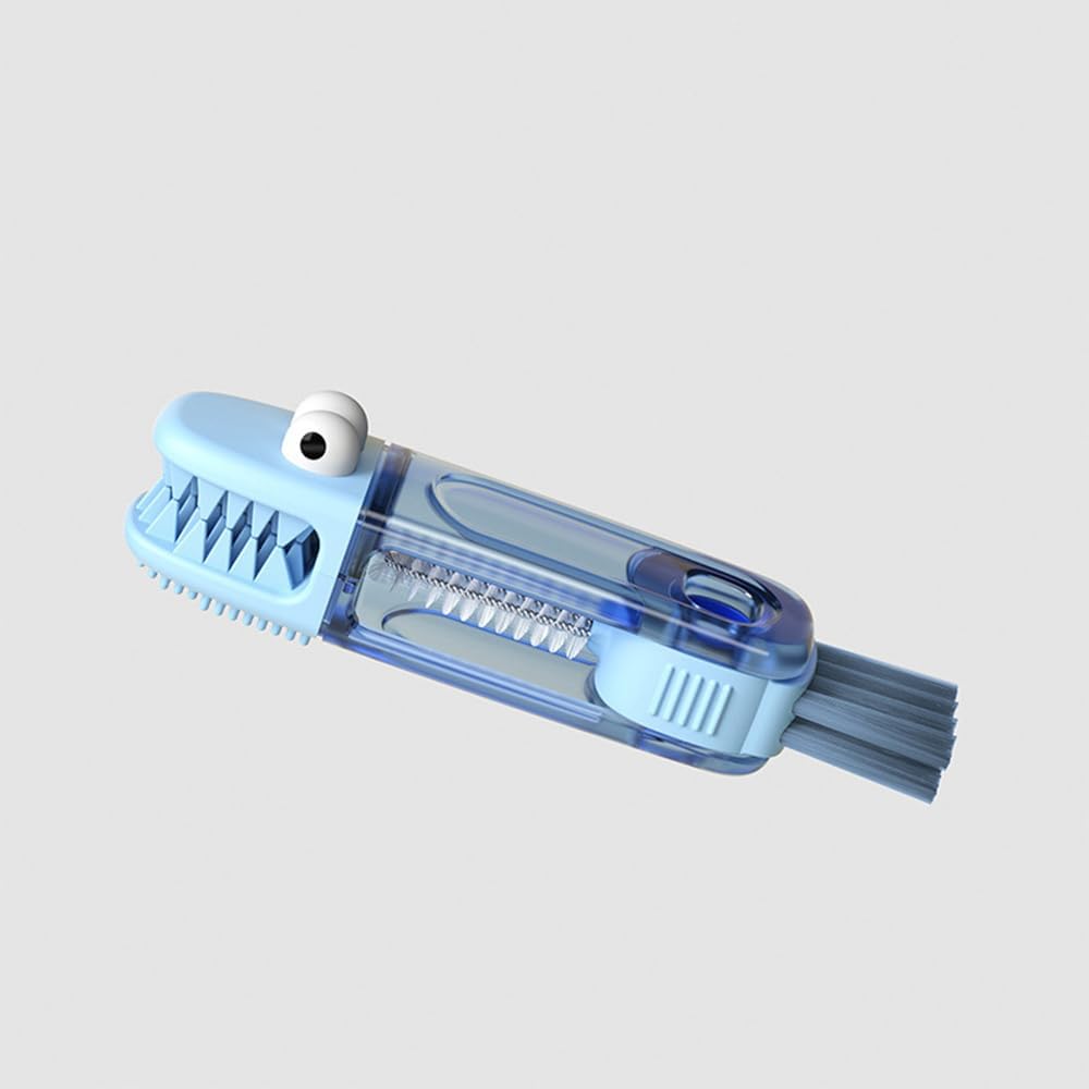 Cartoon Animal Cleaning Brush, Straws, and Nipples, for Home Cleaning, Blue