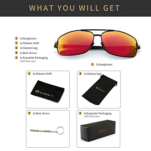 Image of SUNGAIT UV protection Ultra Lightweight Rectangular Polarized Sunglasses
