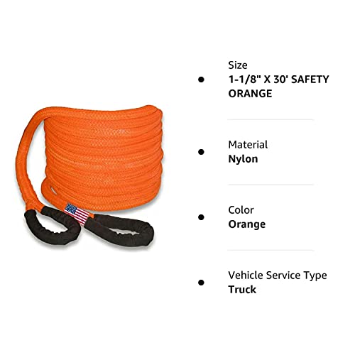 Usa-Usa-Usa 1-1/8 Inch X 30 Ft Safety Orange Kinetic Energy Recovery Rope (Full-Size Truck) #TOP4