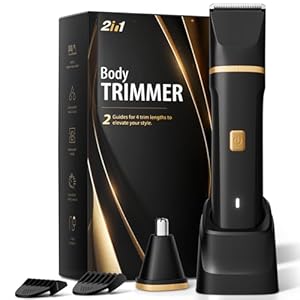 Electric Razor for Men, IPX7 Waterproof Versatile Shaver for Temple, Groin, Nose, Ear Hairs, Beard, Body Hair Trimmer for Men, Painless Grooming Kit with 2 Replaceable Ceramic Blade Heads