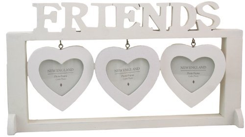 Cadre photo à suspendre 3 cœurs blancs Amis idée cadeau