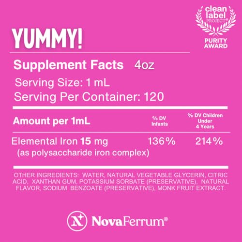 image for NovaFerrum Yummy | Pediatric Drops Liquid Iron Supplement for Infants 