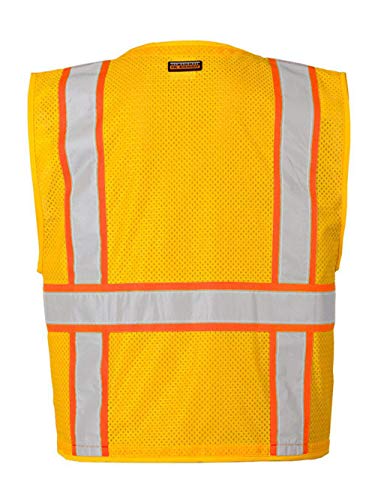Image of Kishigo Black Enhanced Visibility Men's Vest B100, Multi Pocket Mesh Hi-Vis Vest, Ultra-Cool Polyester, 6 Pockets, Zipper