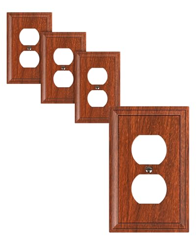 4-Pack Natural Bamboo Fiber Duplex Outlet Cover Durable Switch Plate
