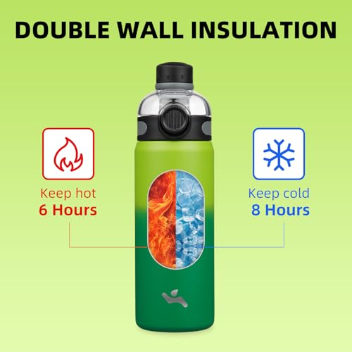 Image of Konokyo 24 oz Insulated Stainless Steel Water Bottle with Straw Lid